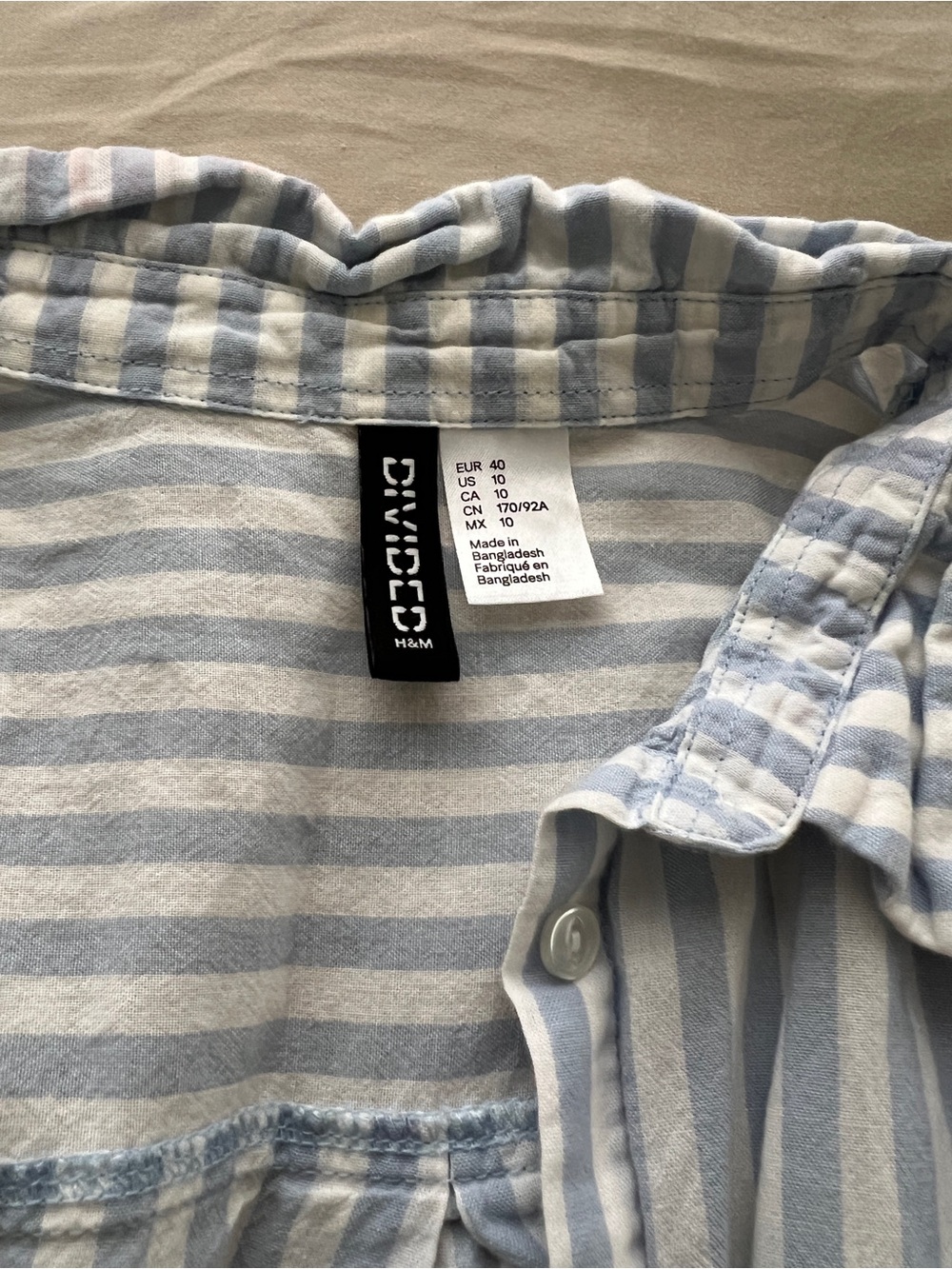 H&M Light Blue and White Striped Button-Down Shirt - Picture 2 of 3
